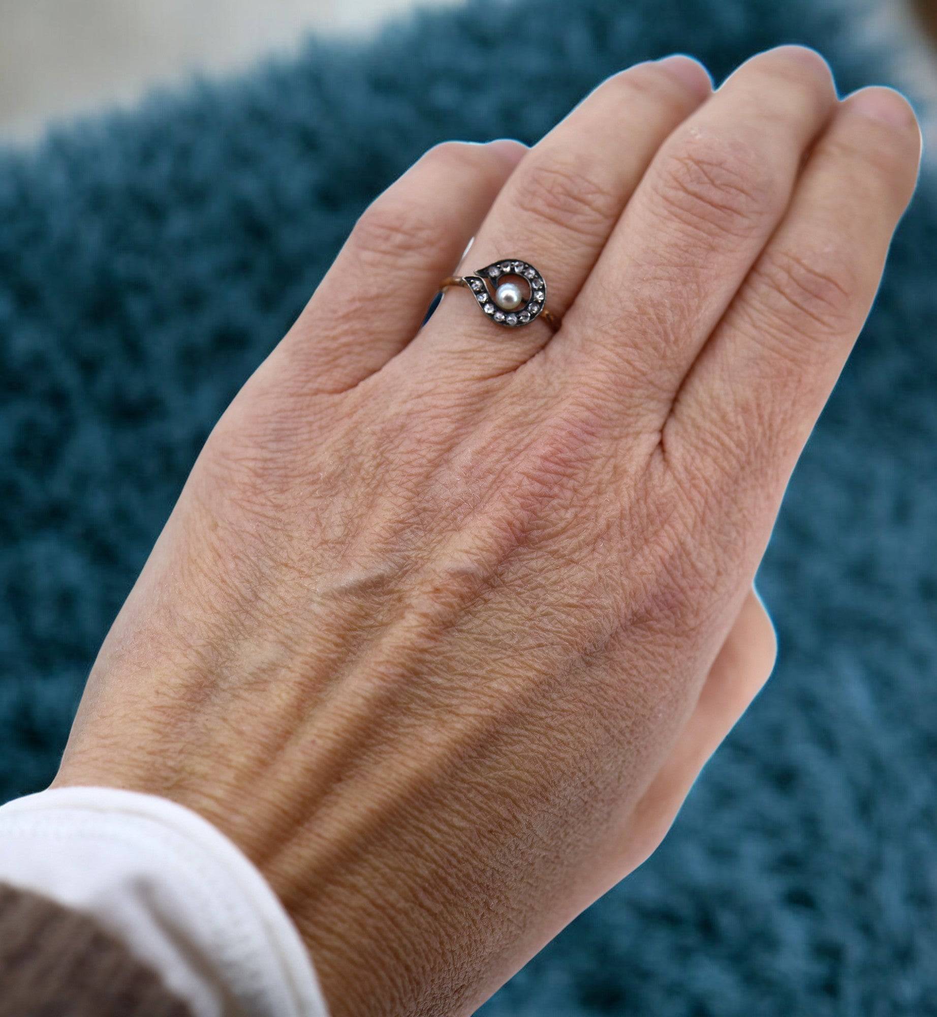 Georgian Diamond & Pearl Ring - Petra Star