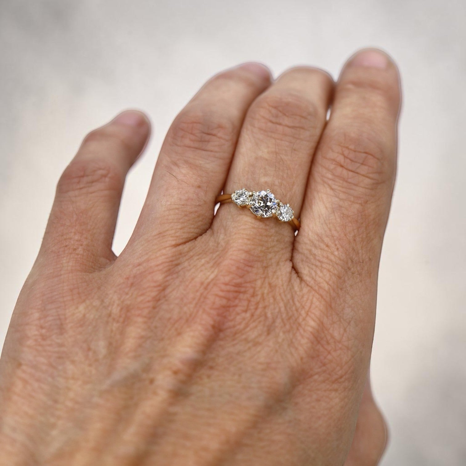 GIA Old European Cut Diamond Ring | 0.80ct Light Fancy Brown | Antique-Inspired Low-Profile 14k Gold - Petra Star