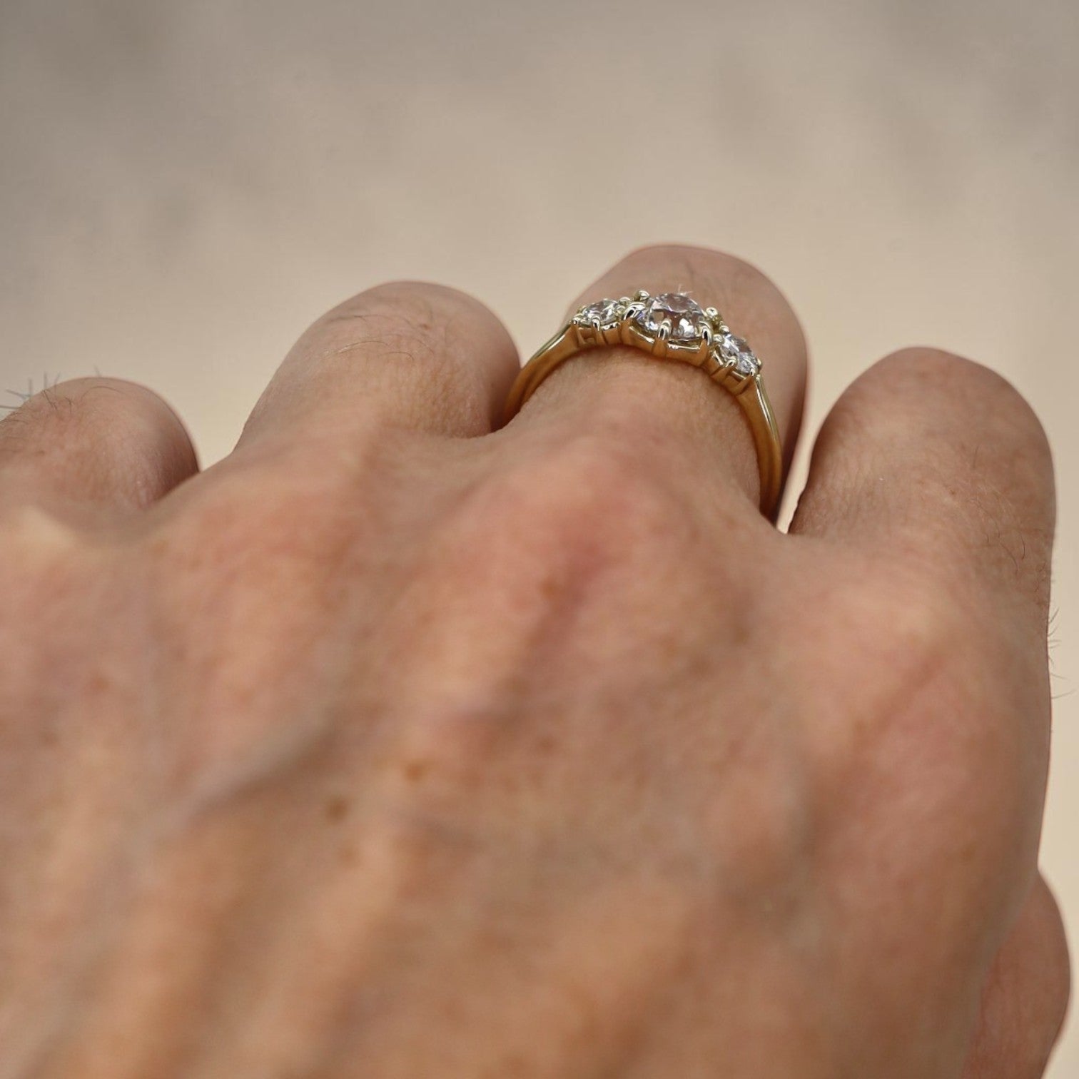 GIA Old European Cut Diamond Ring | 0.80ct Light Fancy Brown | Antique-Inspired Low-Profile 14k Gold - Petra Star