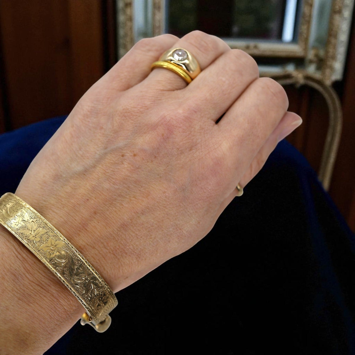 Gold Filled Victorian Bangle Bracelet - Petra Star