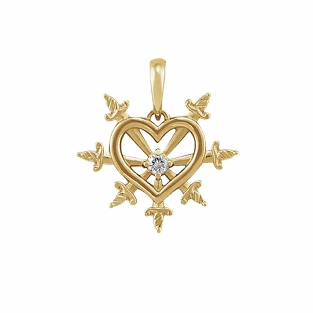 Heart of Daggers Diamond Pendant – 14k Gold Natural Diamond | Made to Order - Petra Star