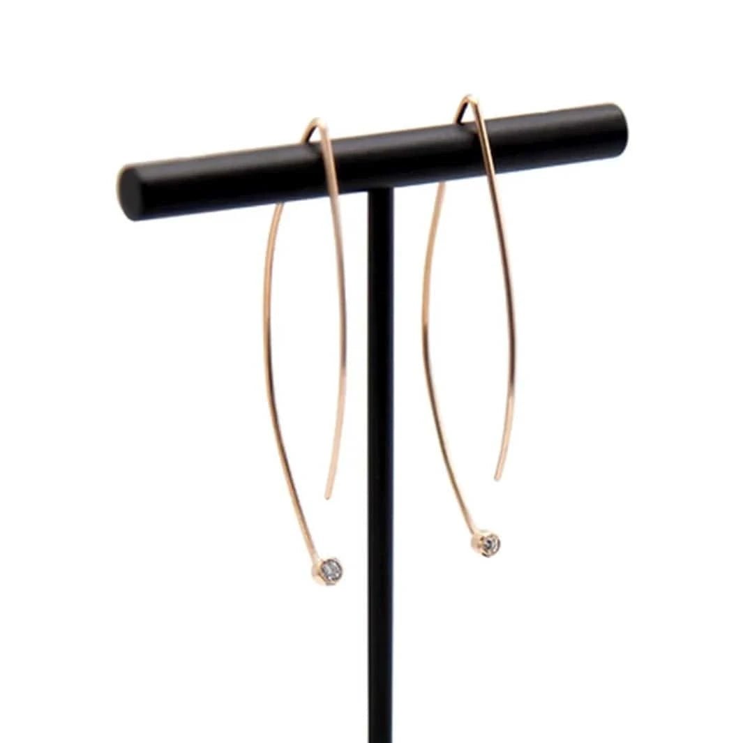 Hemi-Hoop Diamond Earrings 14k Rose Gold Petra Star Designs - Petra Star