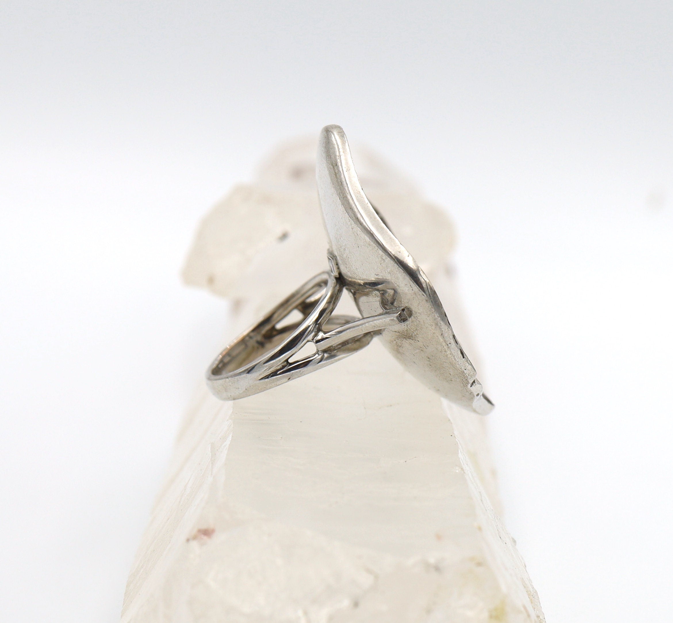 Silver sapphire lizard ring by PS featuring a detailed lizard design on a sleek band.