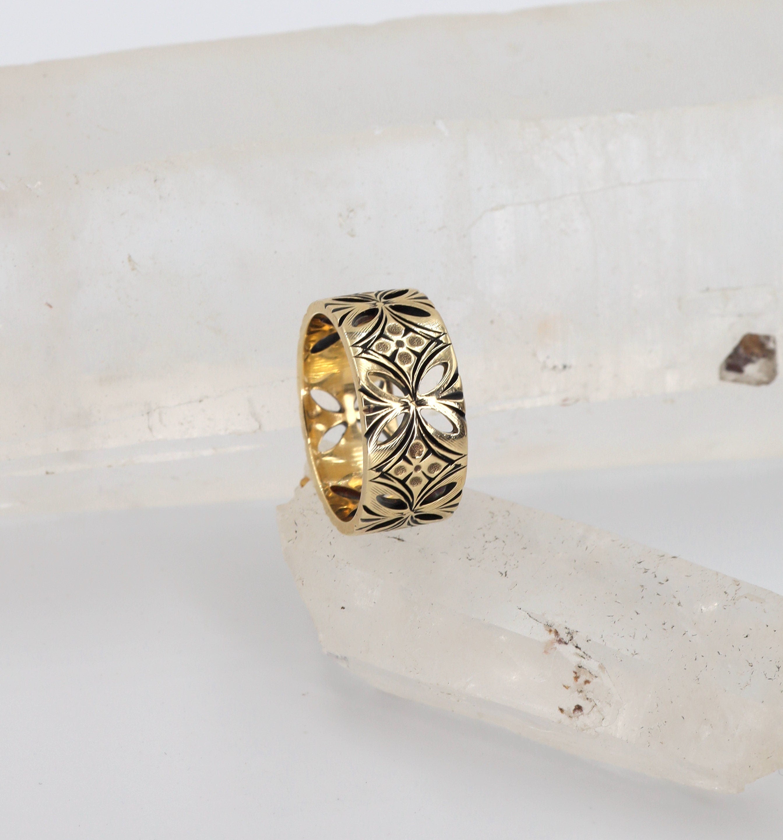 Wide Gold Band 14k Band by Keepsake 8 mm wide Finger Size 5 1/4 - JL1478 - Petra Star