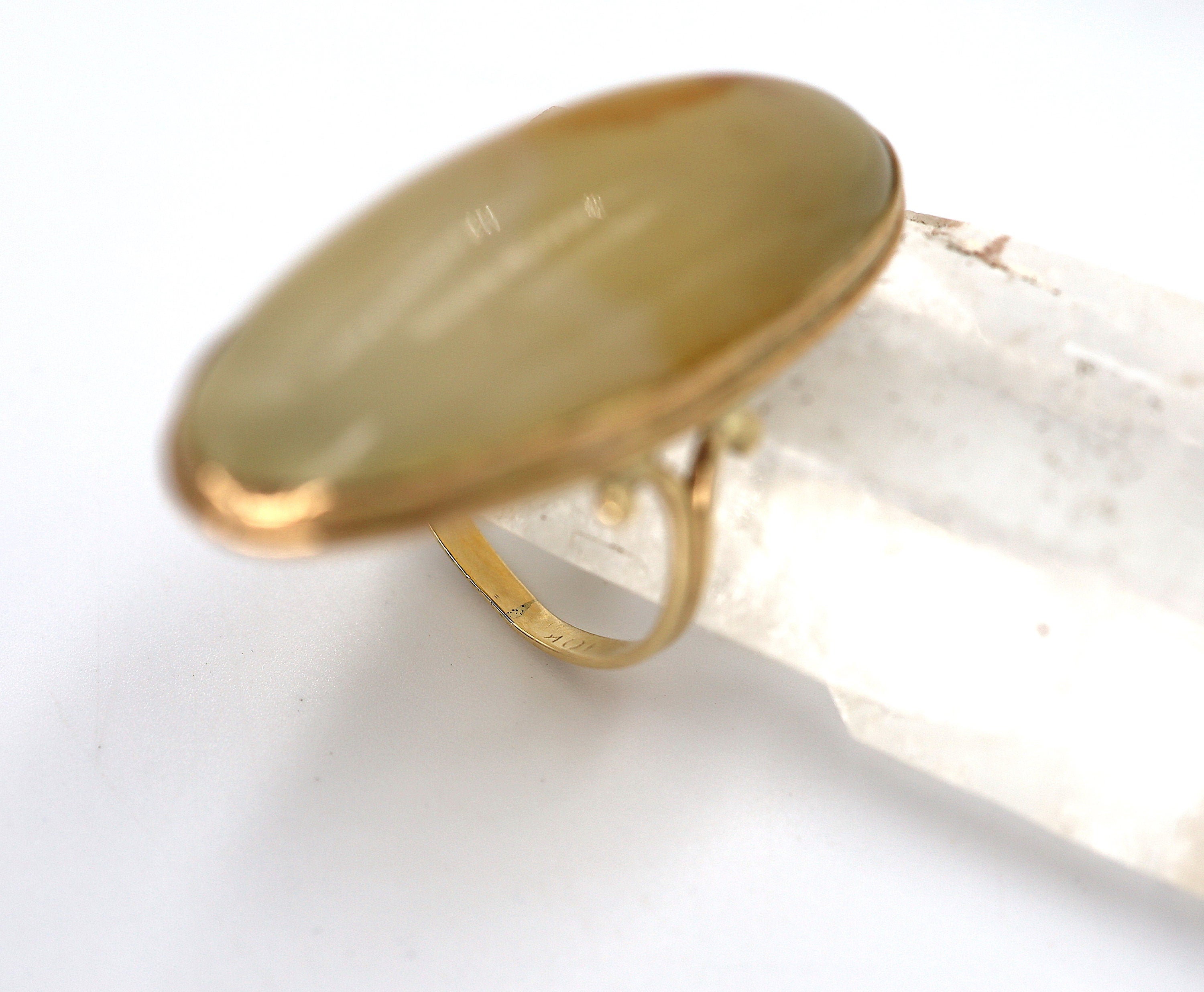 Art Nouveau Dendritic Agate Ring in 10k Gold - Petra Star