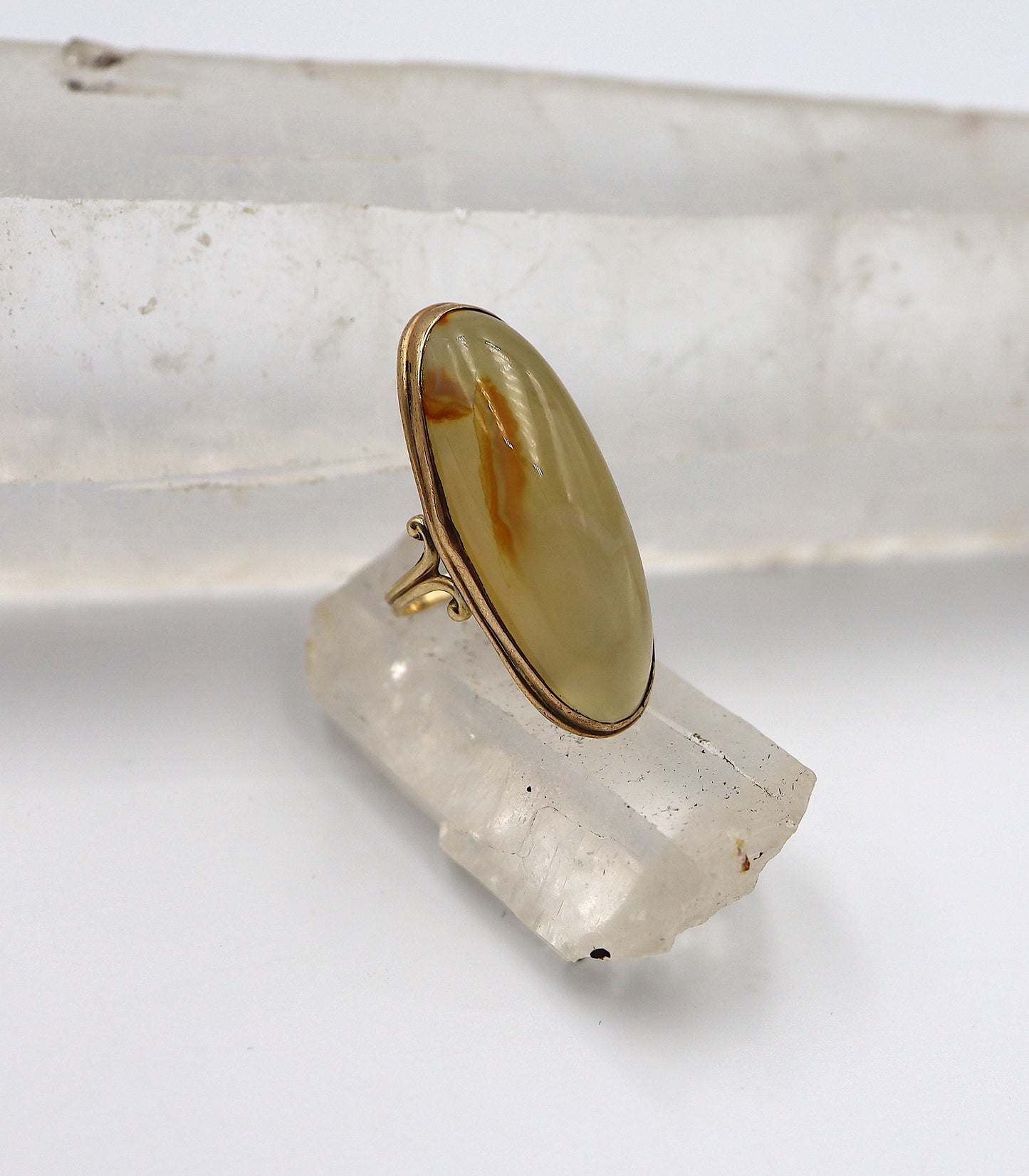 Art Nouveau Dendritic Agate Ring in 10k Gold - Petra Star