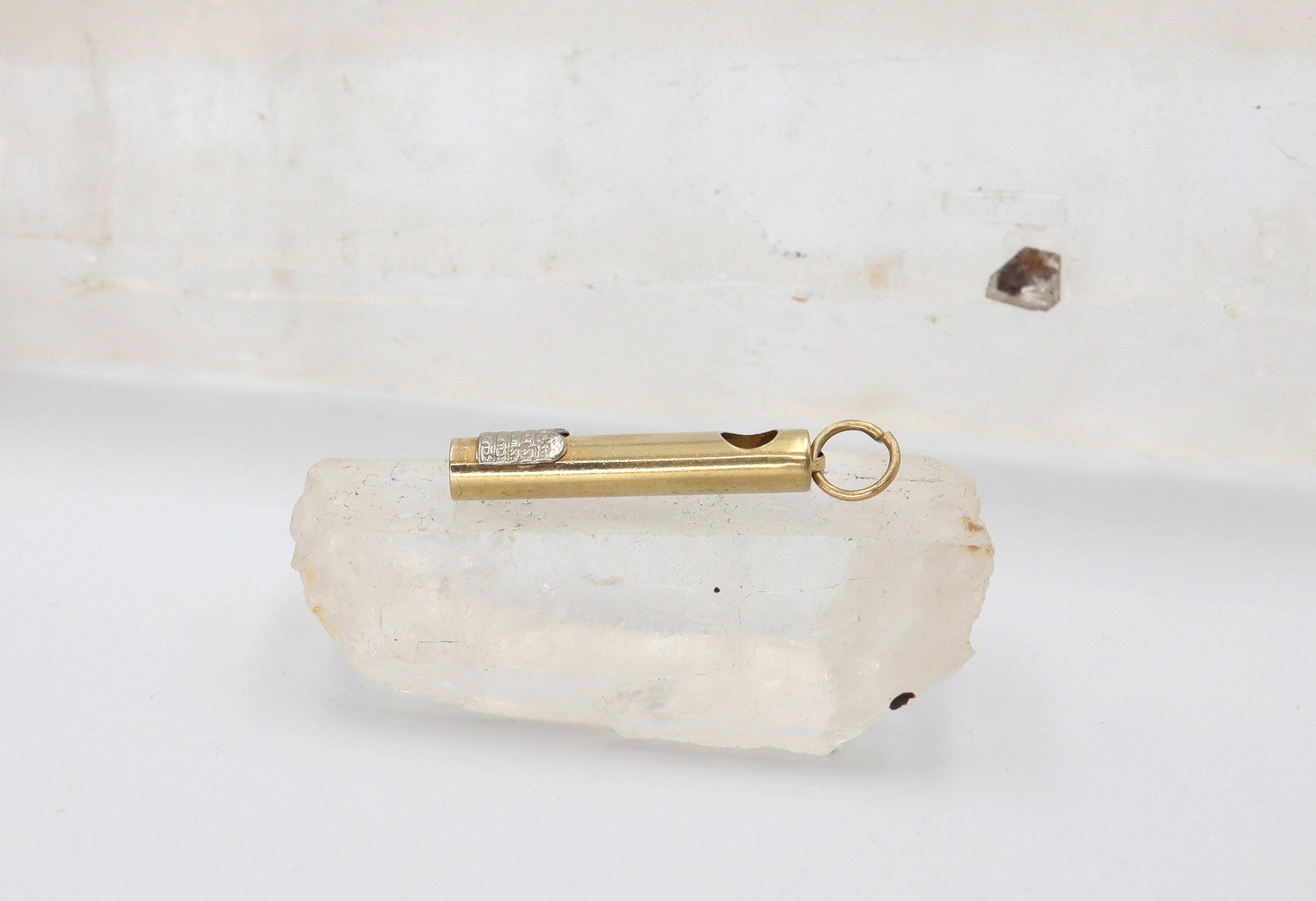 Vintage Mezuzah Charm with Torah Written Scriptures 14k Gold - Petra Star