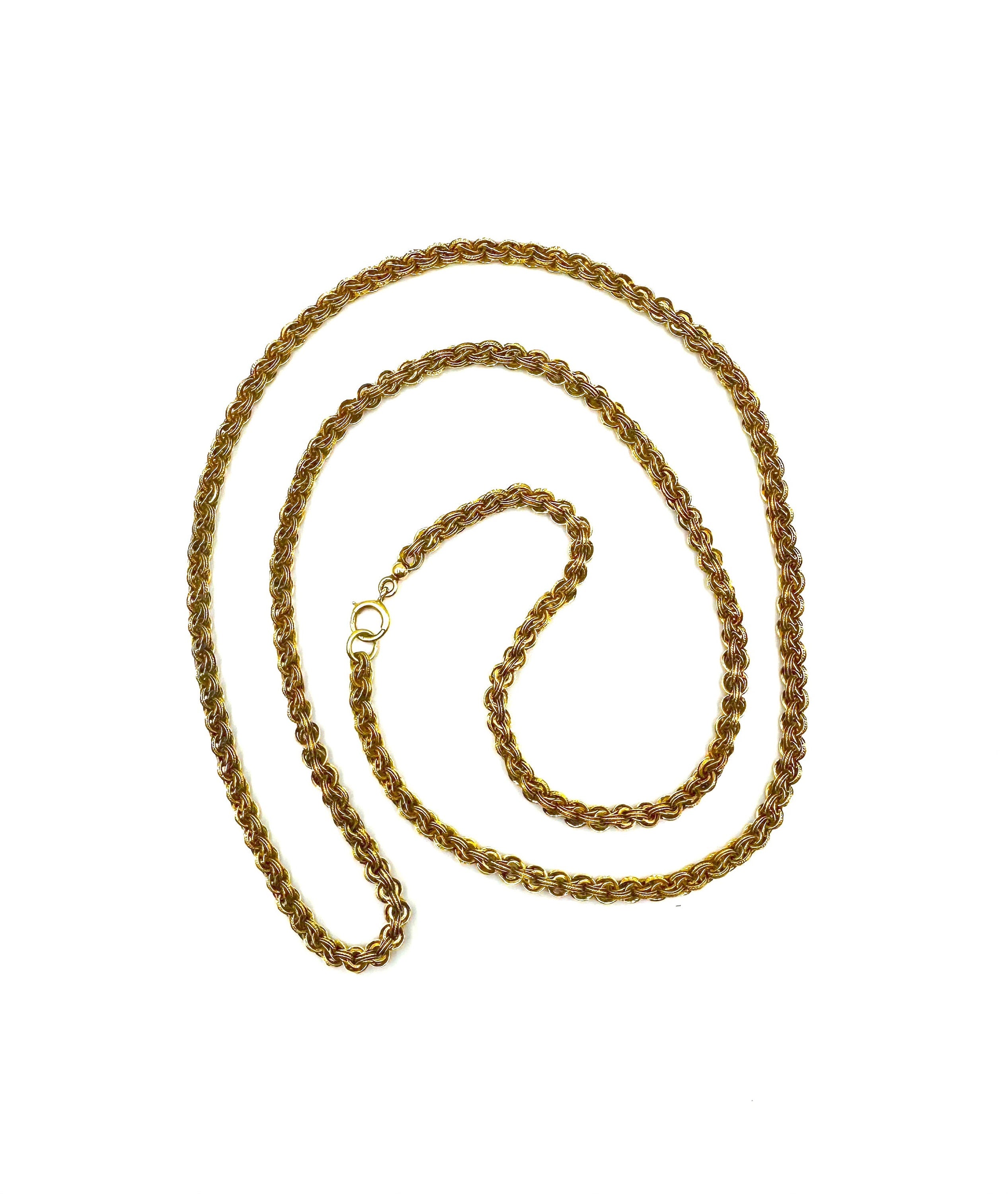 14k gold Victorian heavy slide chain necklace, 5.1mm wide, 30.5” & 32.5” length, vintage style from The Vintage Vault.