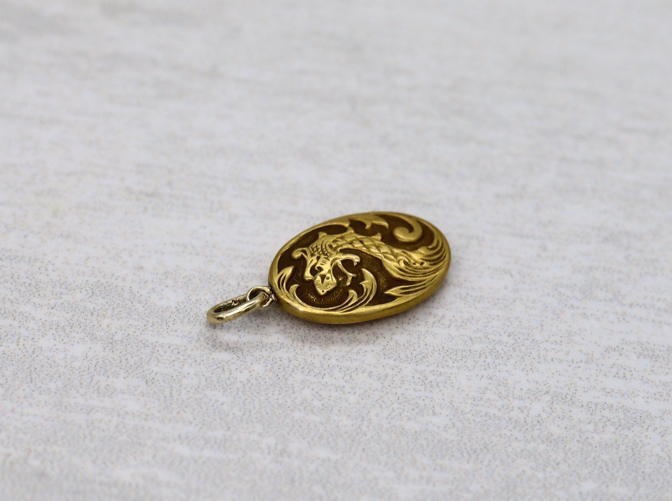 Art Nouveau Pendant Griffin Charm Dragon Pendant 10k Gold - JL1459 - Petra Star