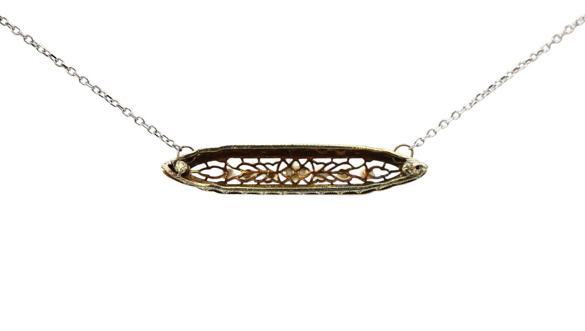 Edwardian Pearl Bar Necklace 14k Gold - Petra Star