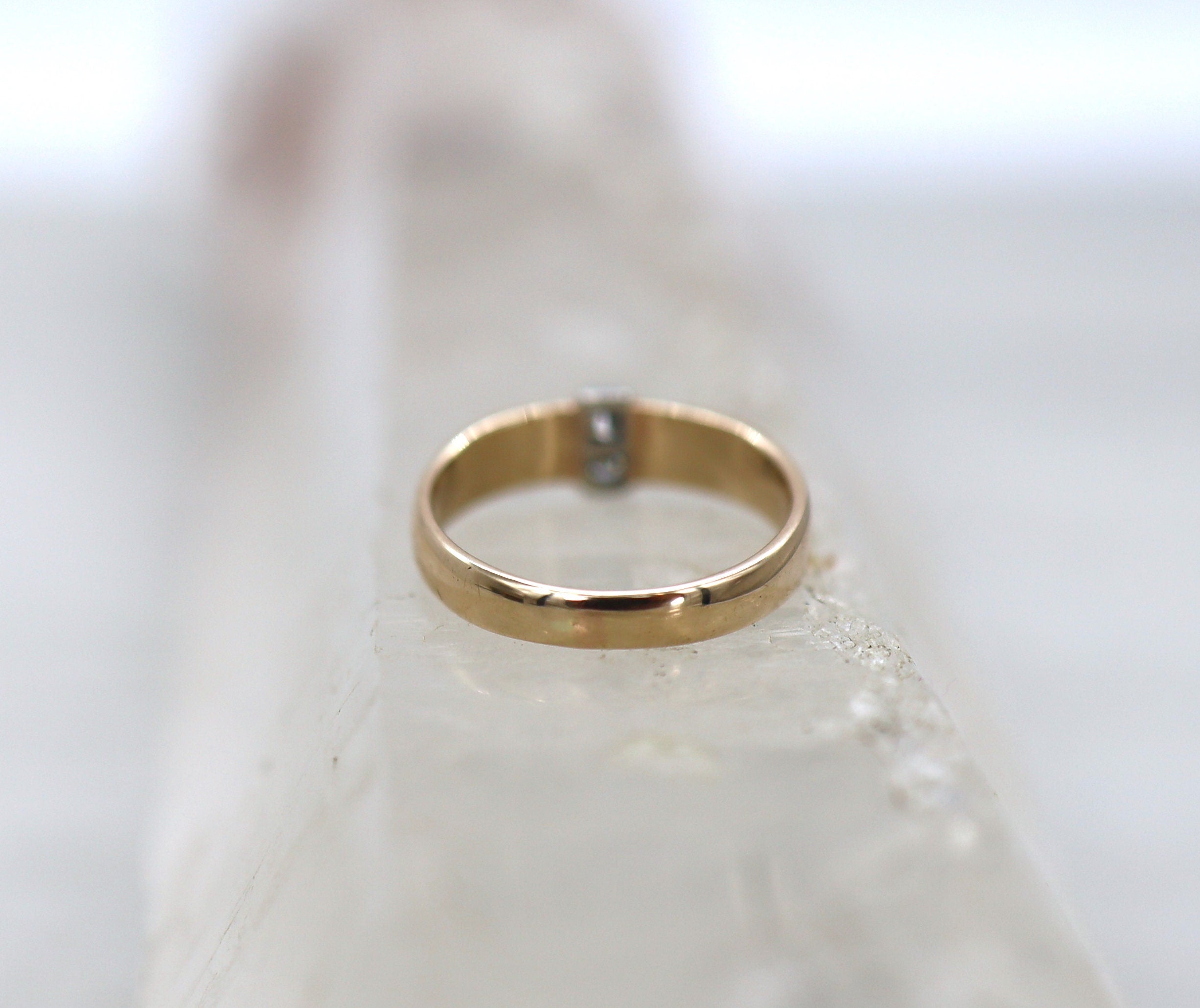 Vintage 14k Gold Diamond Pinky Ring 4MM Wide - TH135B - Petra Star