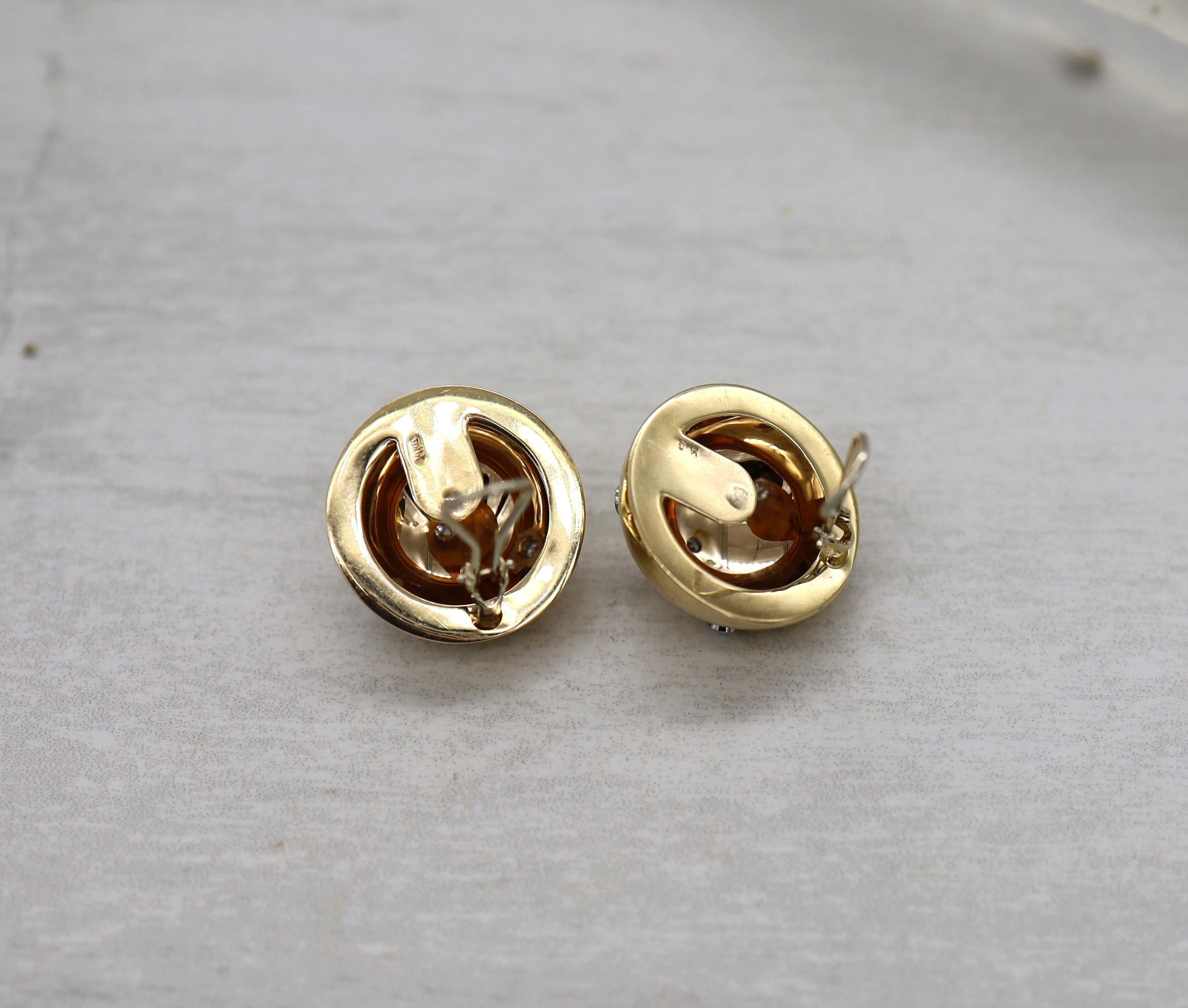Mid Century 14k Yellow Gold Diamond Earrings Clip On Non Pierced - DK439 - Petra Star