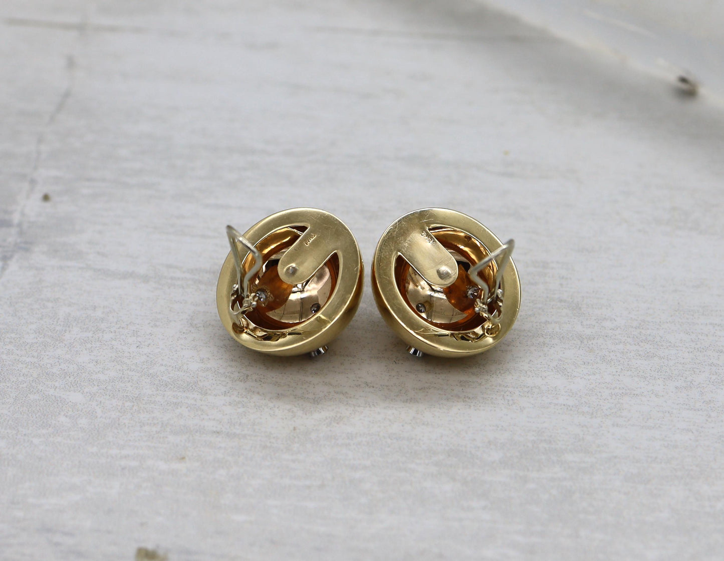 Mid Century 14k Yellow Gold Diamond Earrings Clip On Non Pierced - DK439 - Petra Star