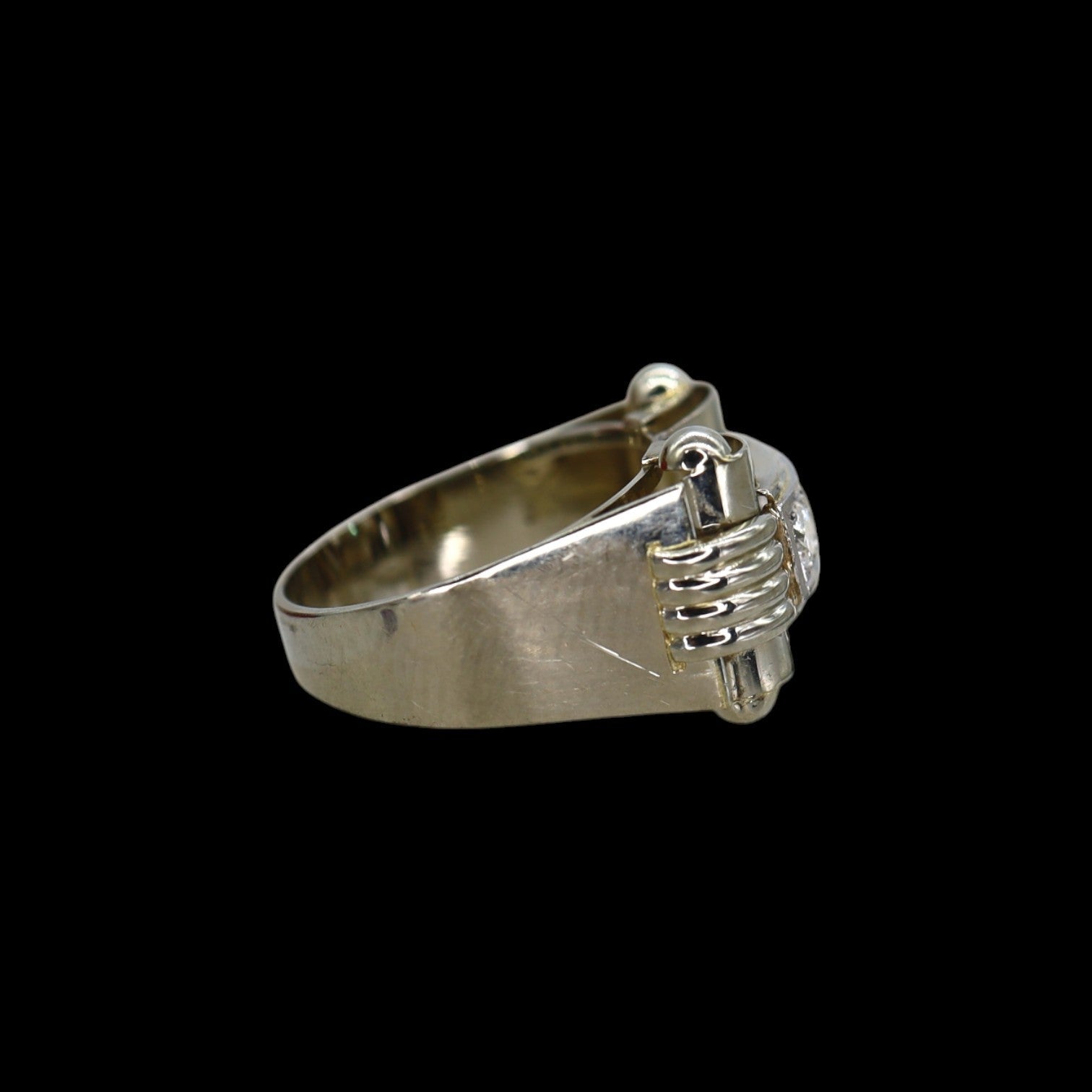 Italian Retro White Gold Three-Diamond Ring 0.35 cts Diamonds - Petra Star