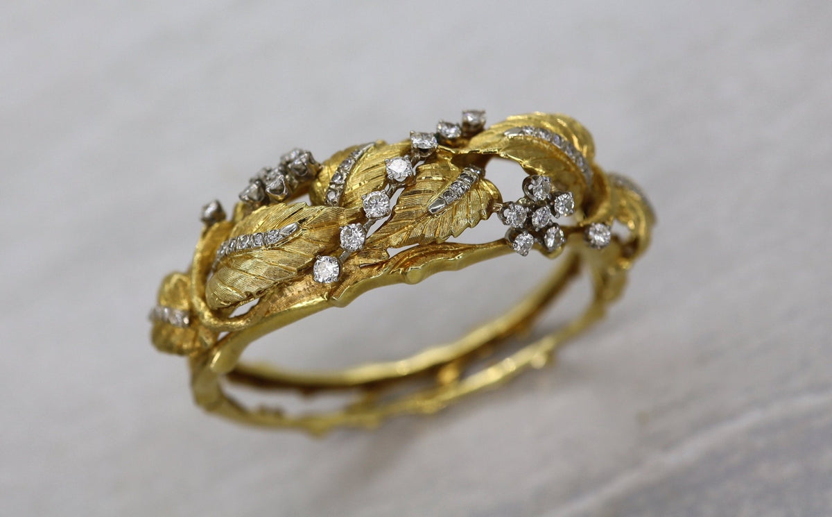Jack Gutschneider 18k Diamond Bangle Ca. 1950 - Petra Star