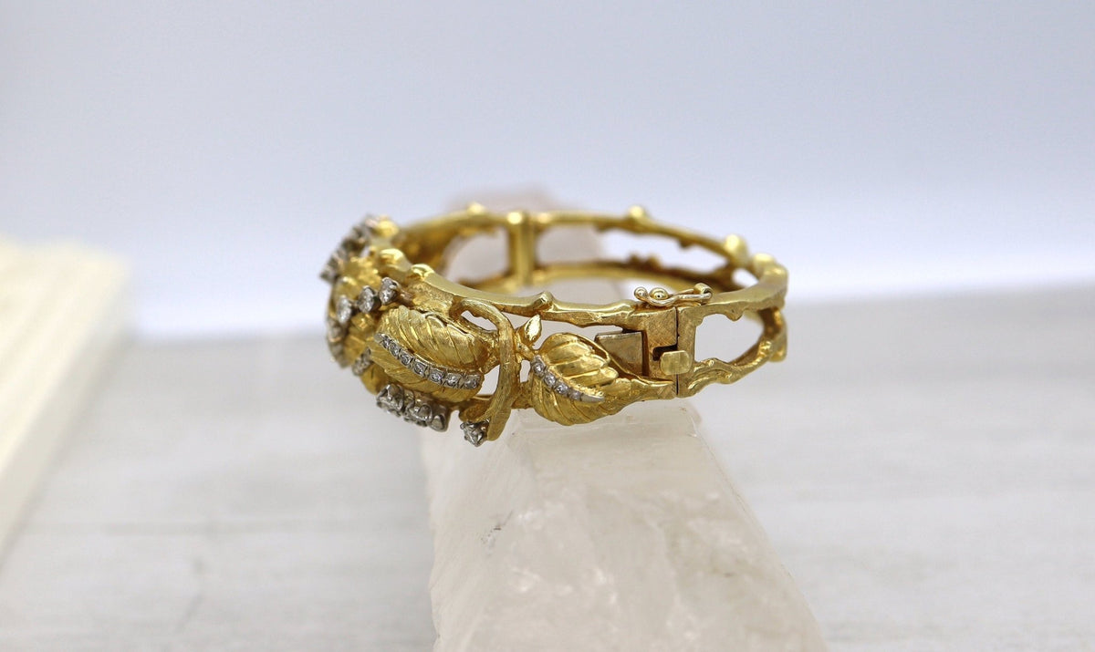 Jack Gutschneider 18k Diamond Bangle Ca. 1950 - Petra Star