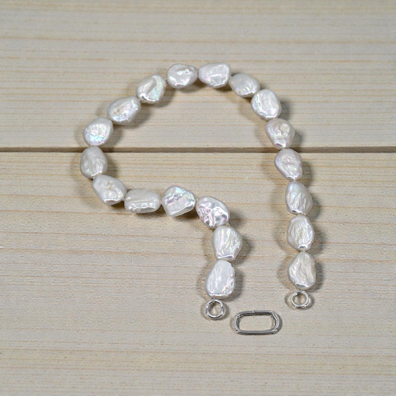 Keshi Pearl Necklace with Silver Toggle Clasp - Petra Star