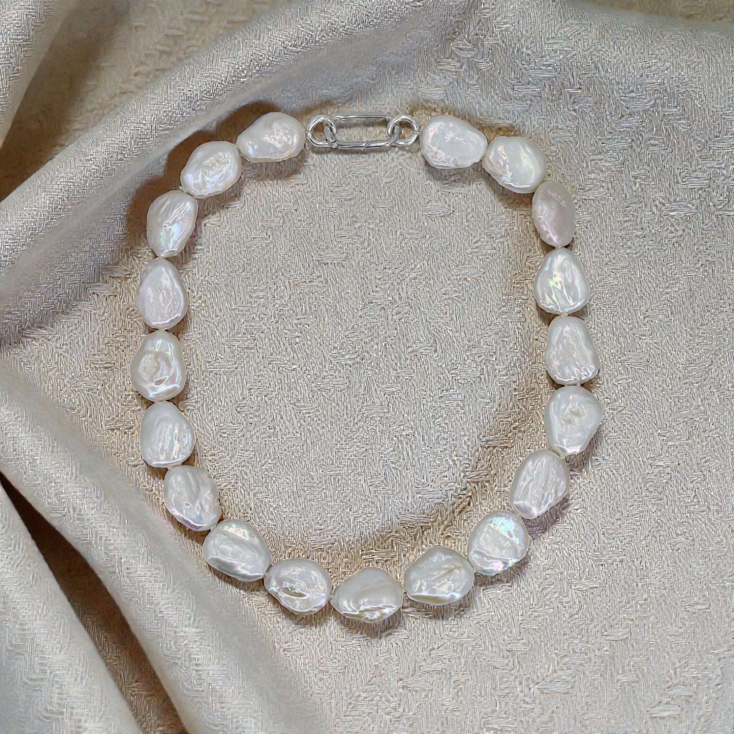 Keshi Pearl Necklace with Silver Toggle Clasp - Petra Star