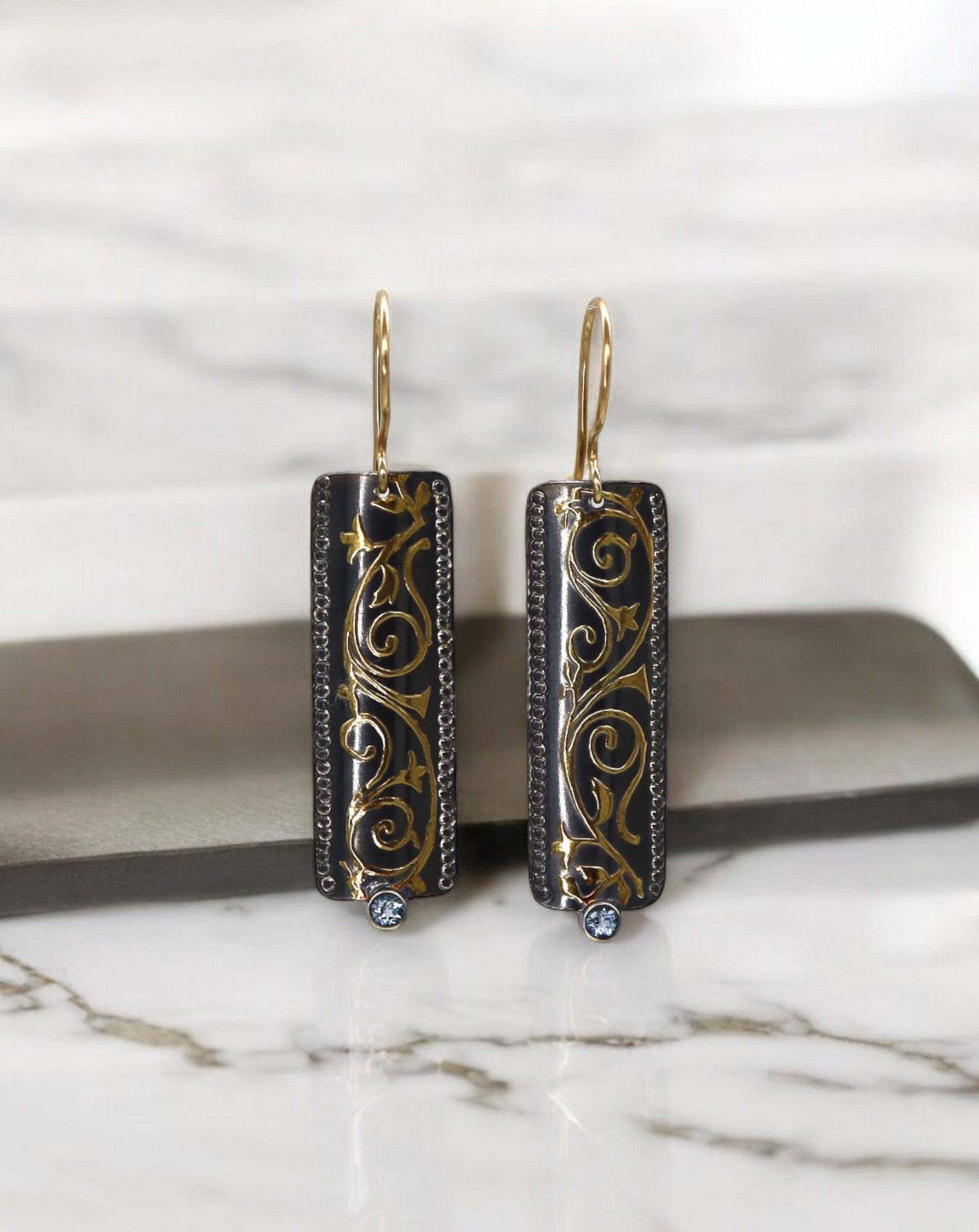 Keum-Boo Rectangular Vine Earrings - Petra Star