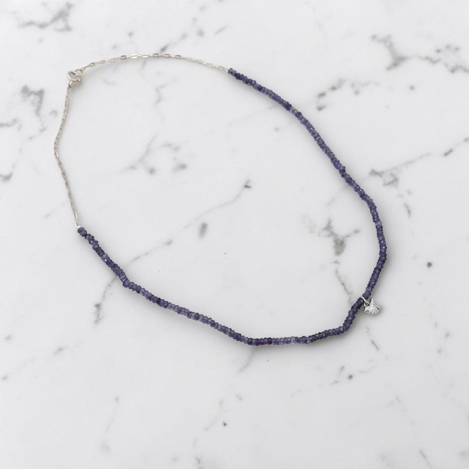 Kyanite and Diamond Dove Necklace in 14k White Gold - Petra Star