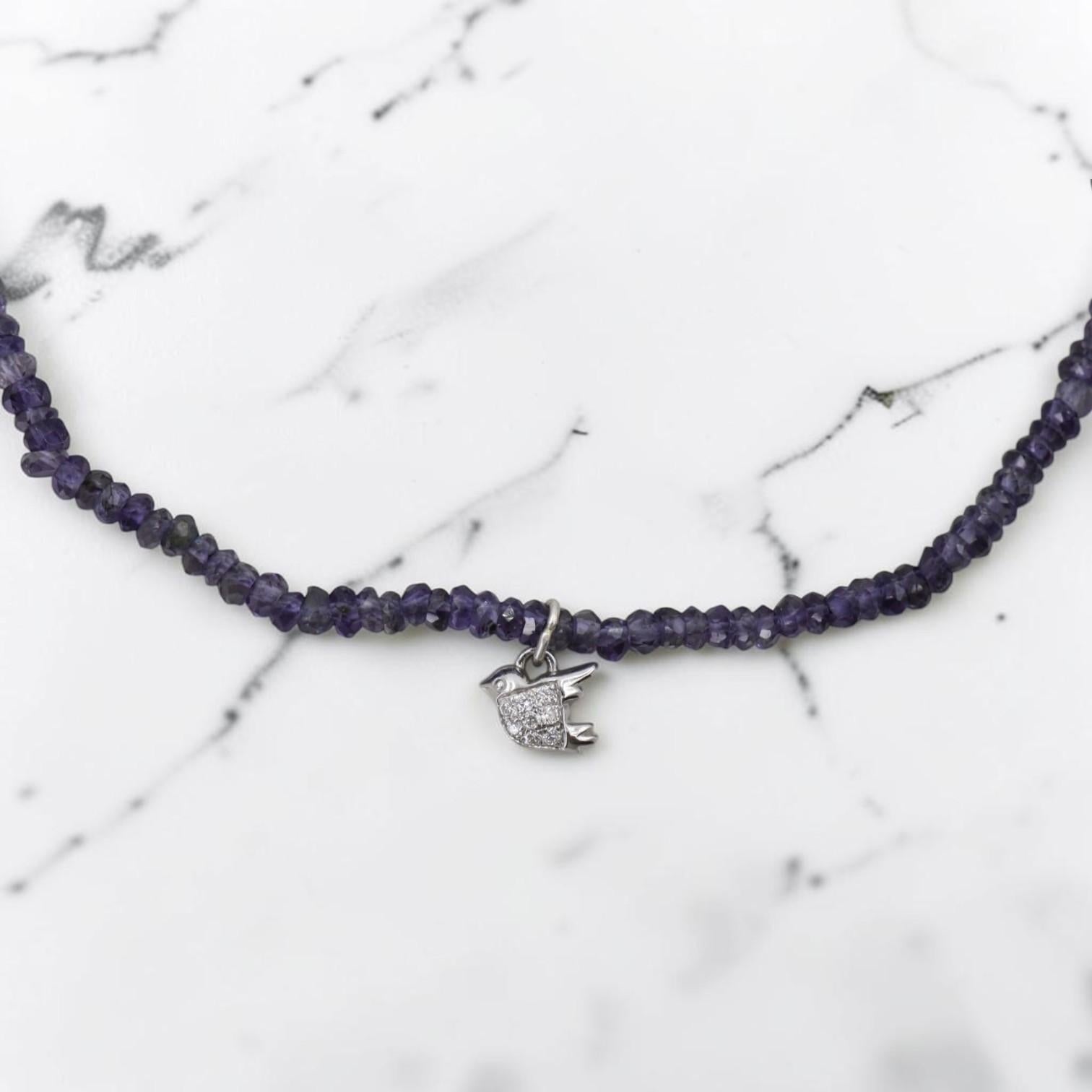 Kyanite and Diamond Dove Necklace in 14k White Gold - Petra Star