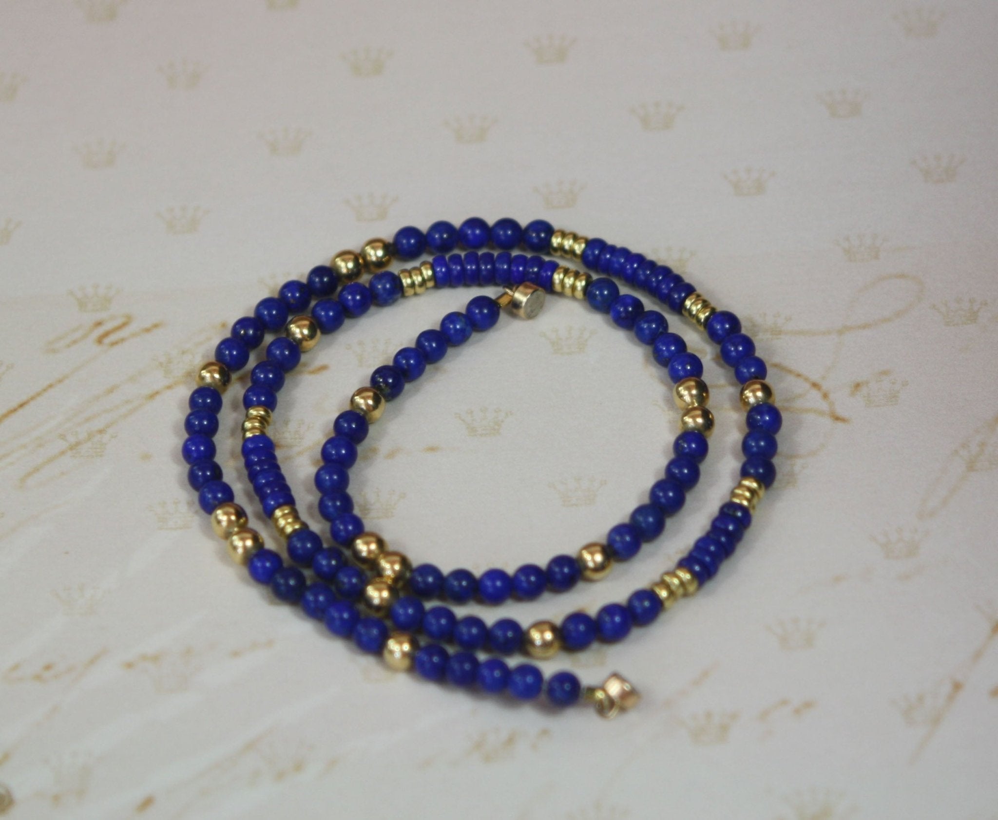 Lapis and 14k Gold Bead Necklace - Petra Star