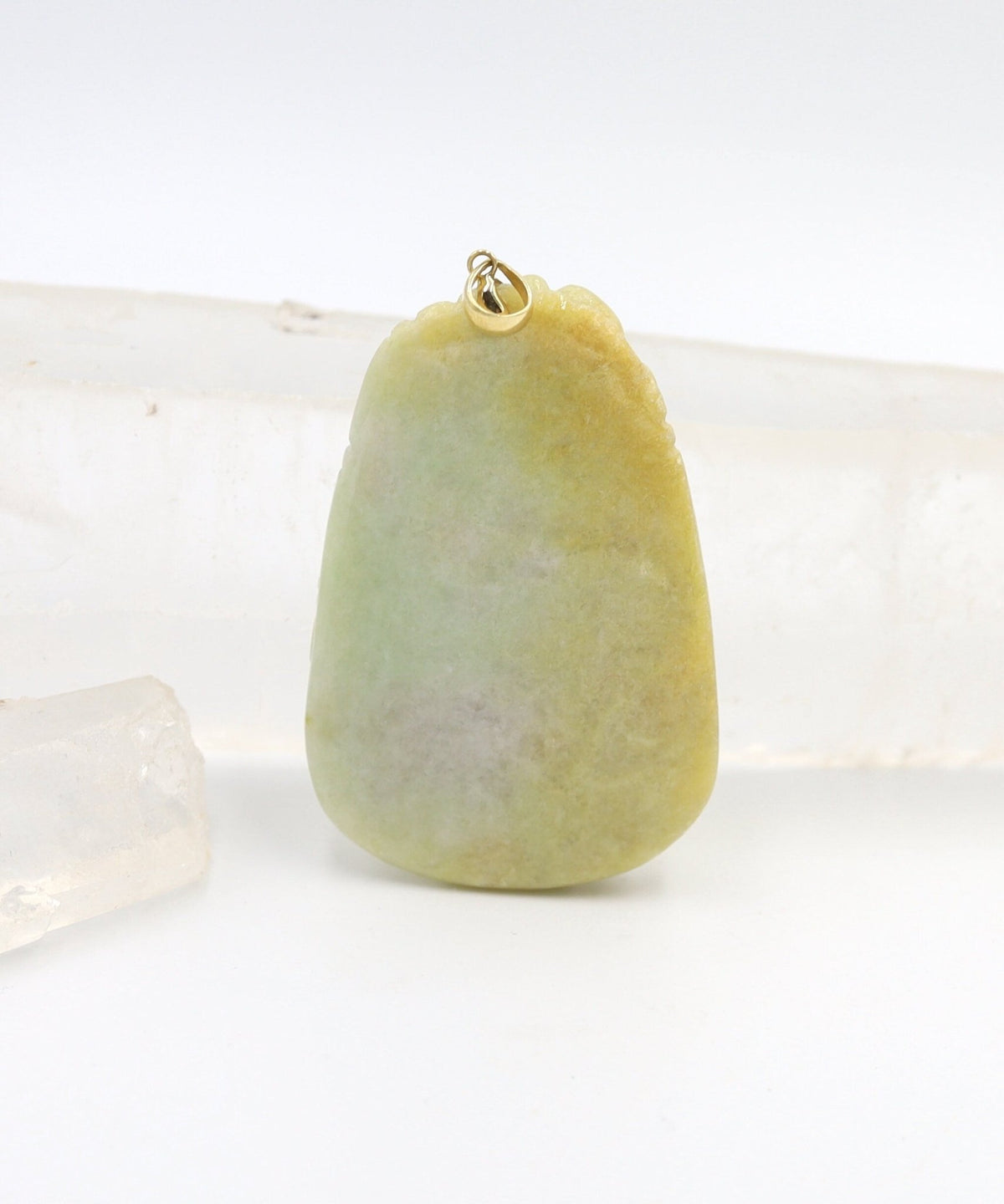 Large Carved Dragon Jade Pendant with 14k Yellow Gold Bail - JL1018 - Petra Star