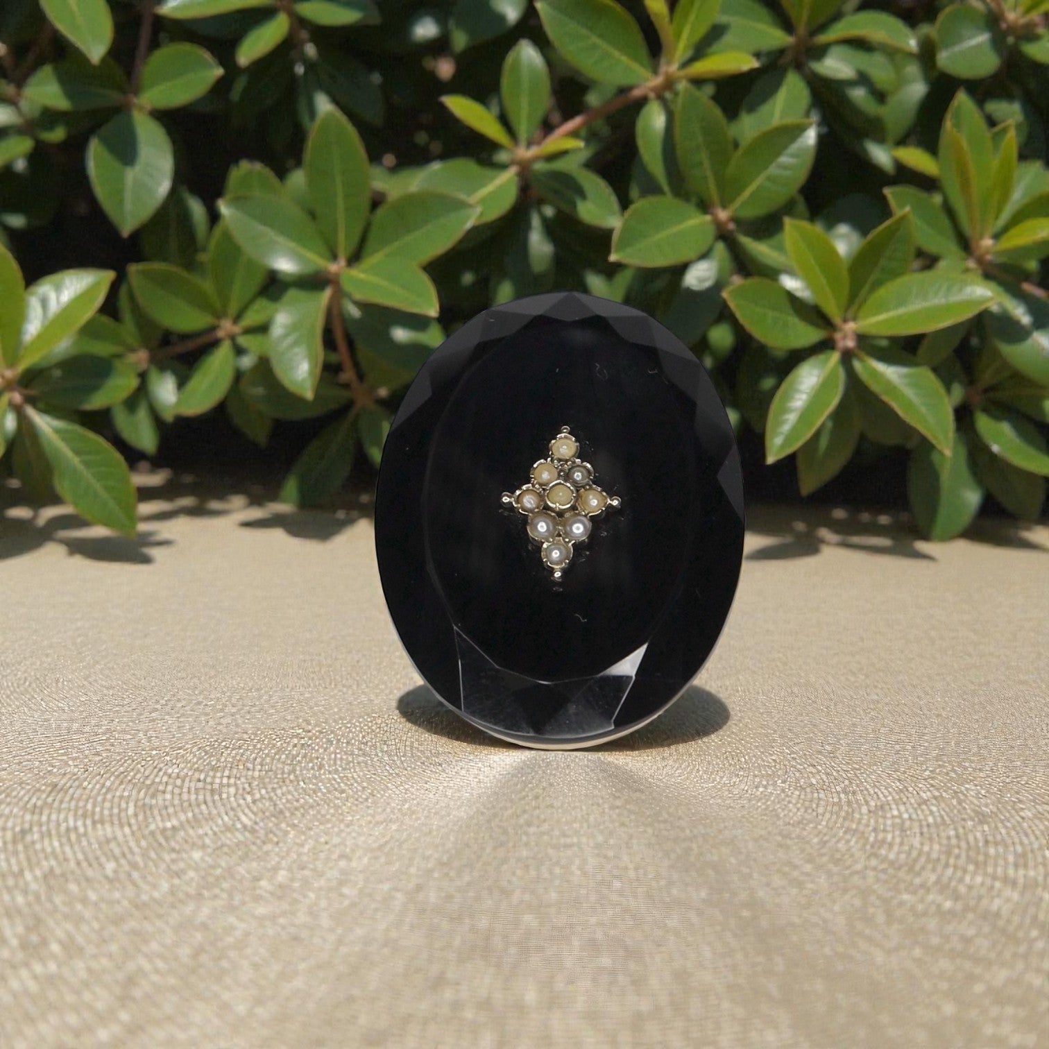 Large Victorian Onyx and Pearl Ring - Petra Star