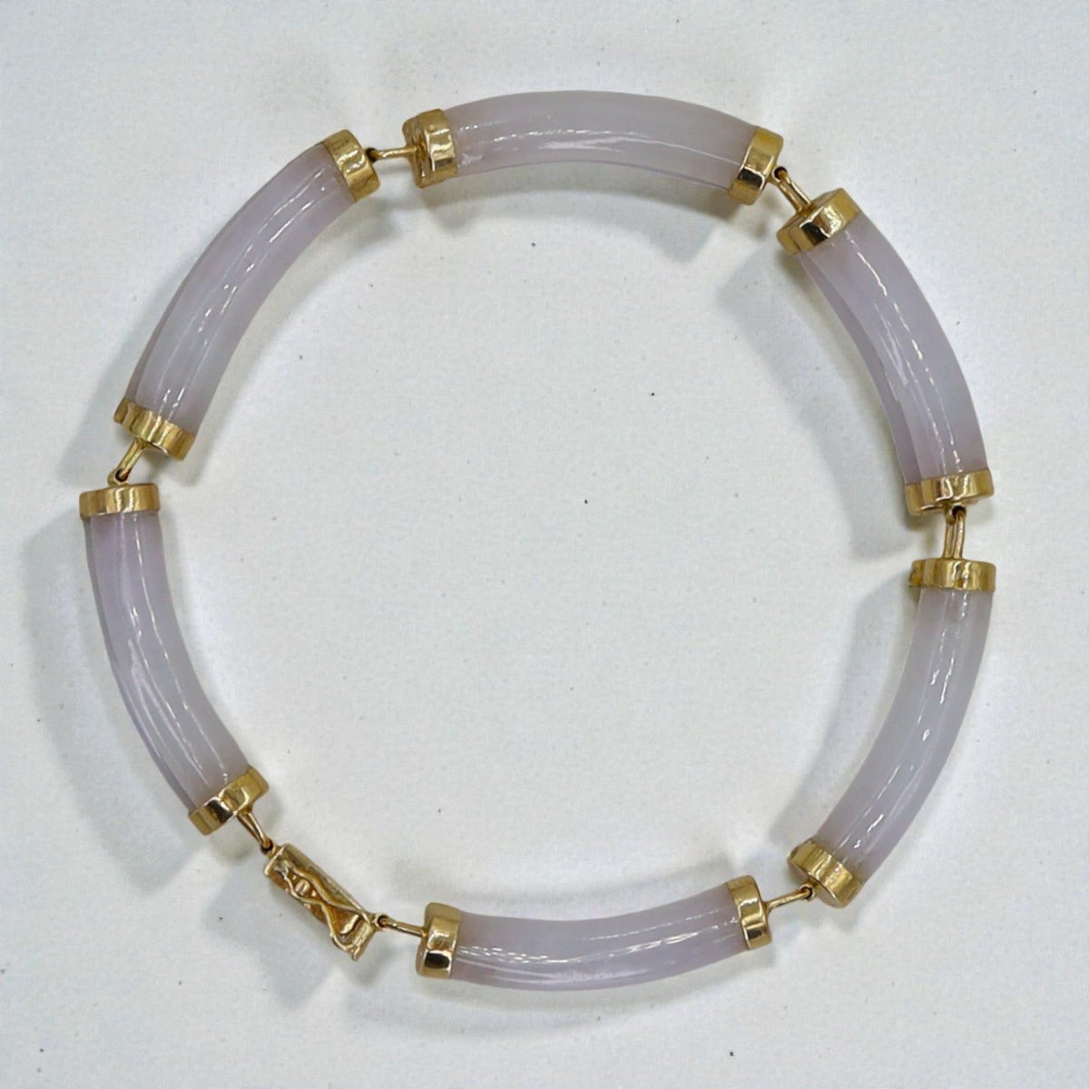 Lavender Jade Mid‑Century 14k Gold Double Row Bracelet 7.5 Inch - Petra Star