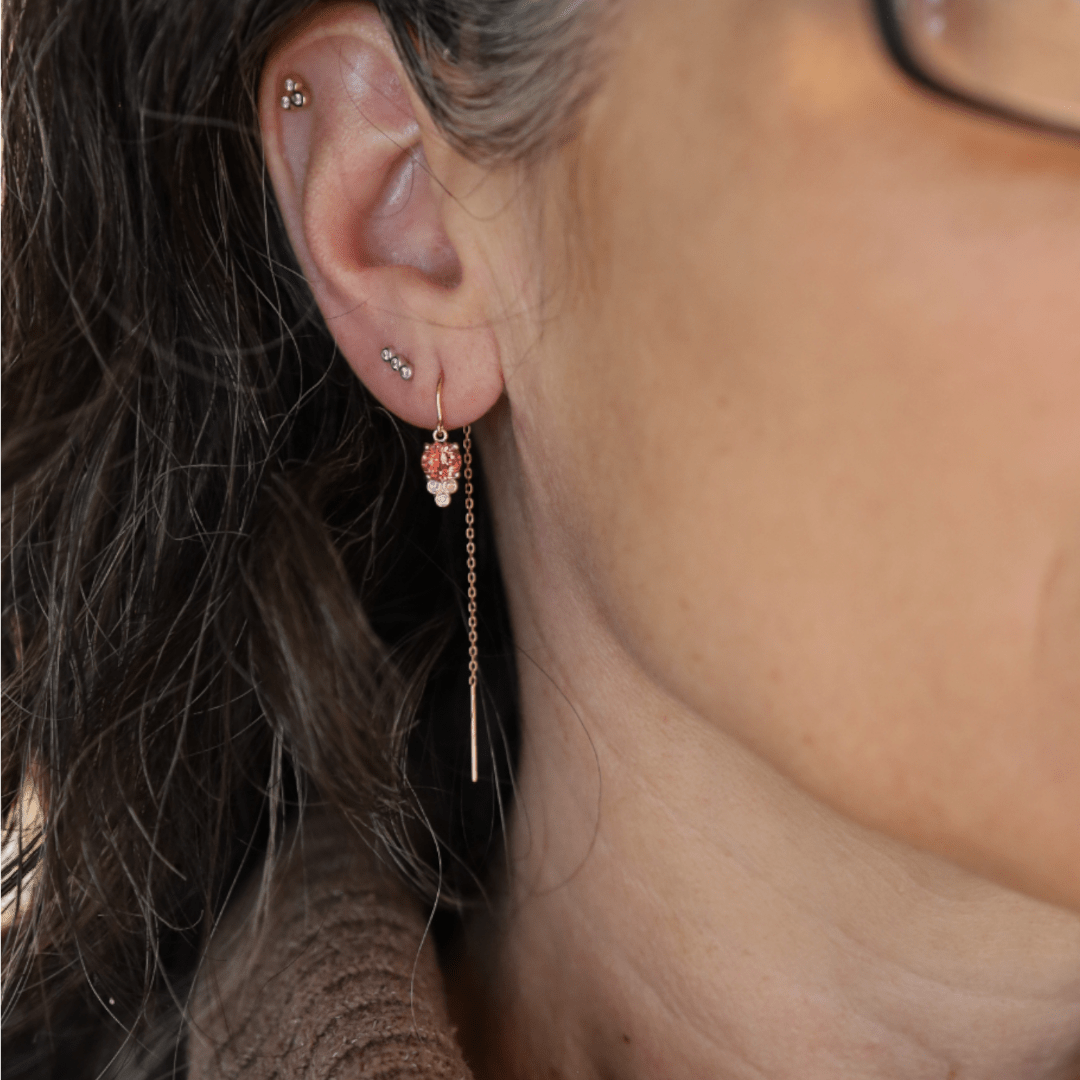 Malayan Garnet Threader Earrings in 14k Gold - Petra Star
