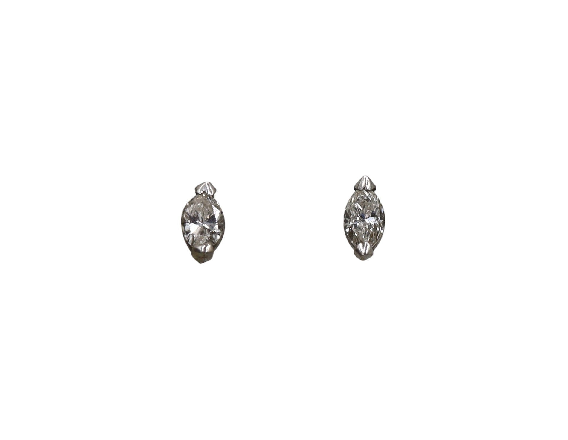 Marquise-Cut Diamond Studs in 14k White Gold - Petra Star