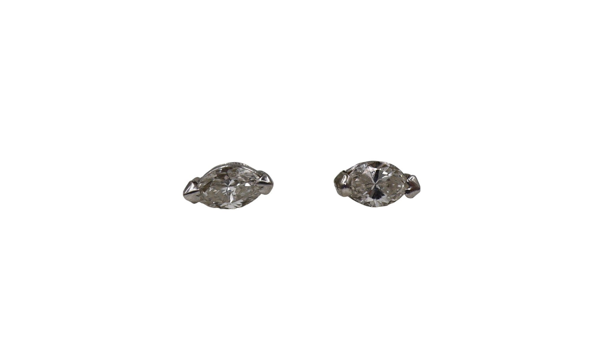 Marquise-Cut Diamond Studs in 14k White Gold - Petra Star