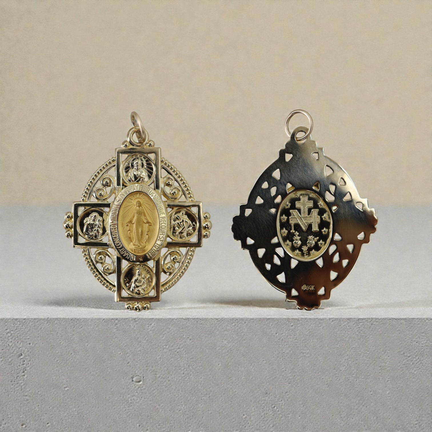 Mary Four Way Cross Medallion in 14k Yellow Gold - Petra Star