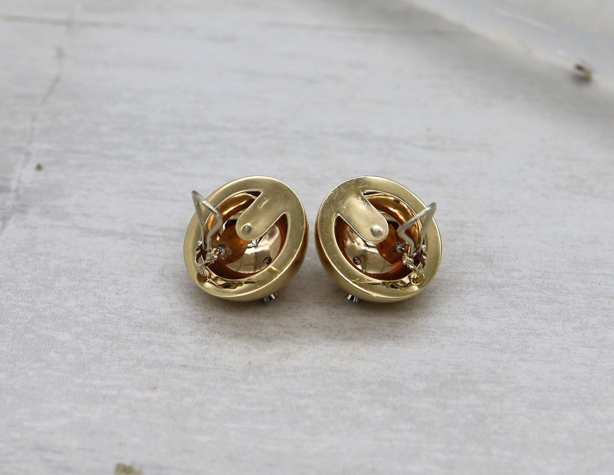 Mid-Century 14k Yellow Gold Diamond Clip-On Earring - Petra Star