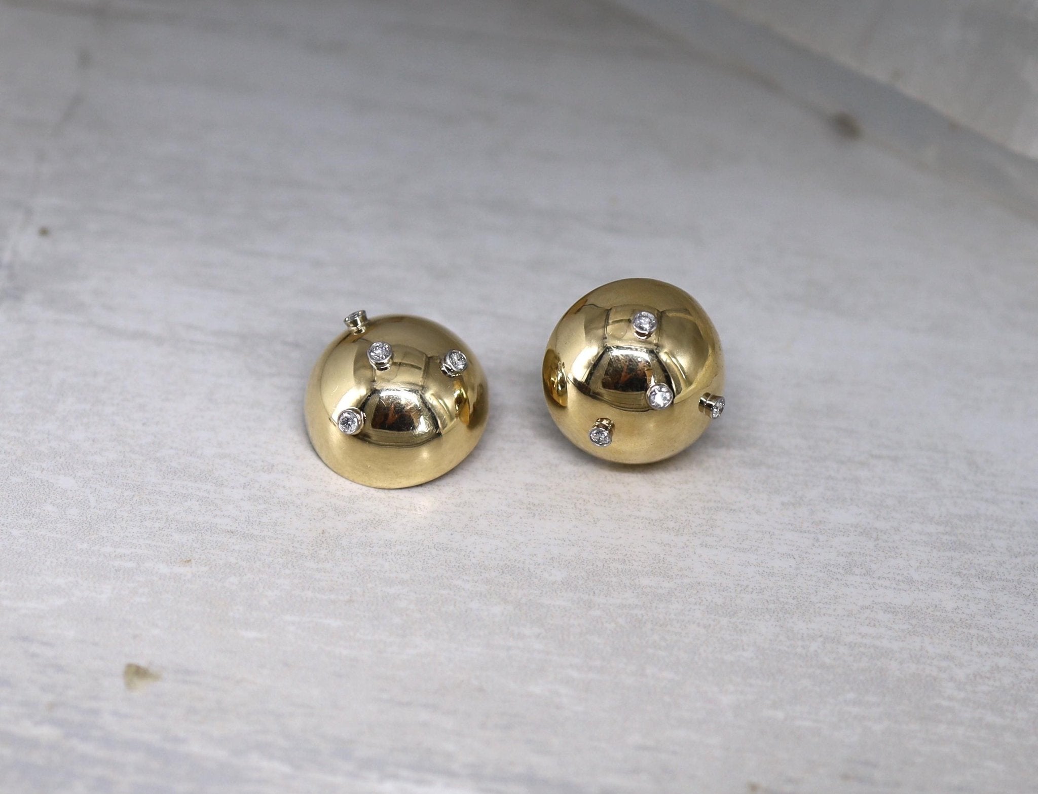 Mid-Century 14k Yellow Gold Diamond Clip-On Earring - Petra Star