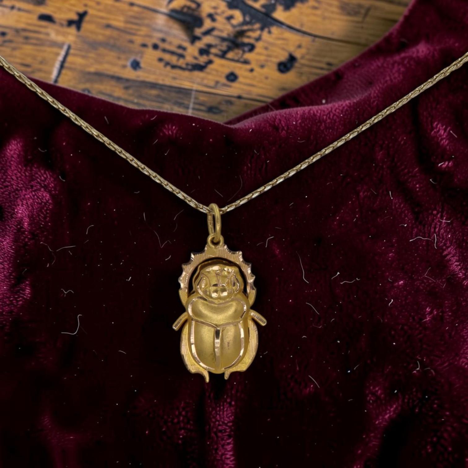 Mid-Century 20K Gold Scarab Pendant - Petra Star