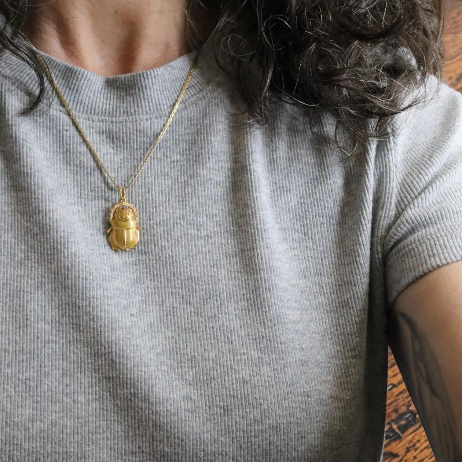 Mid-Century 20K Gold Scarab Pendant - Petra Star