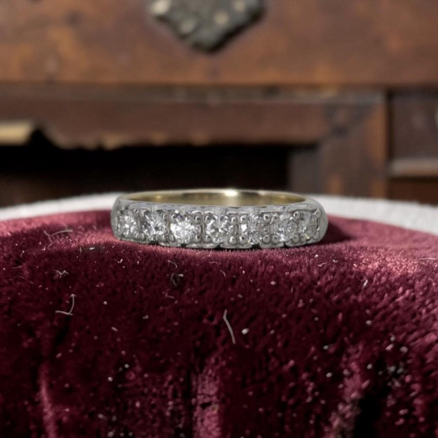 Mid Century Diamond Band Ring | 14K Yellow Gold | 0.42 cts Reclaimed Diamonds - Petra Star
