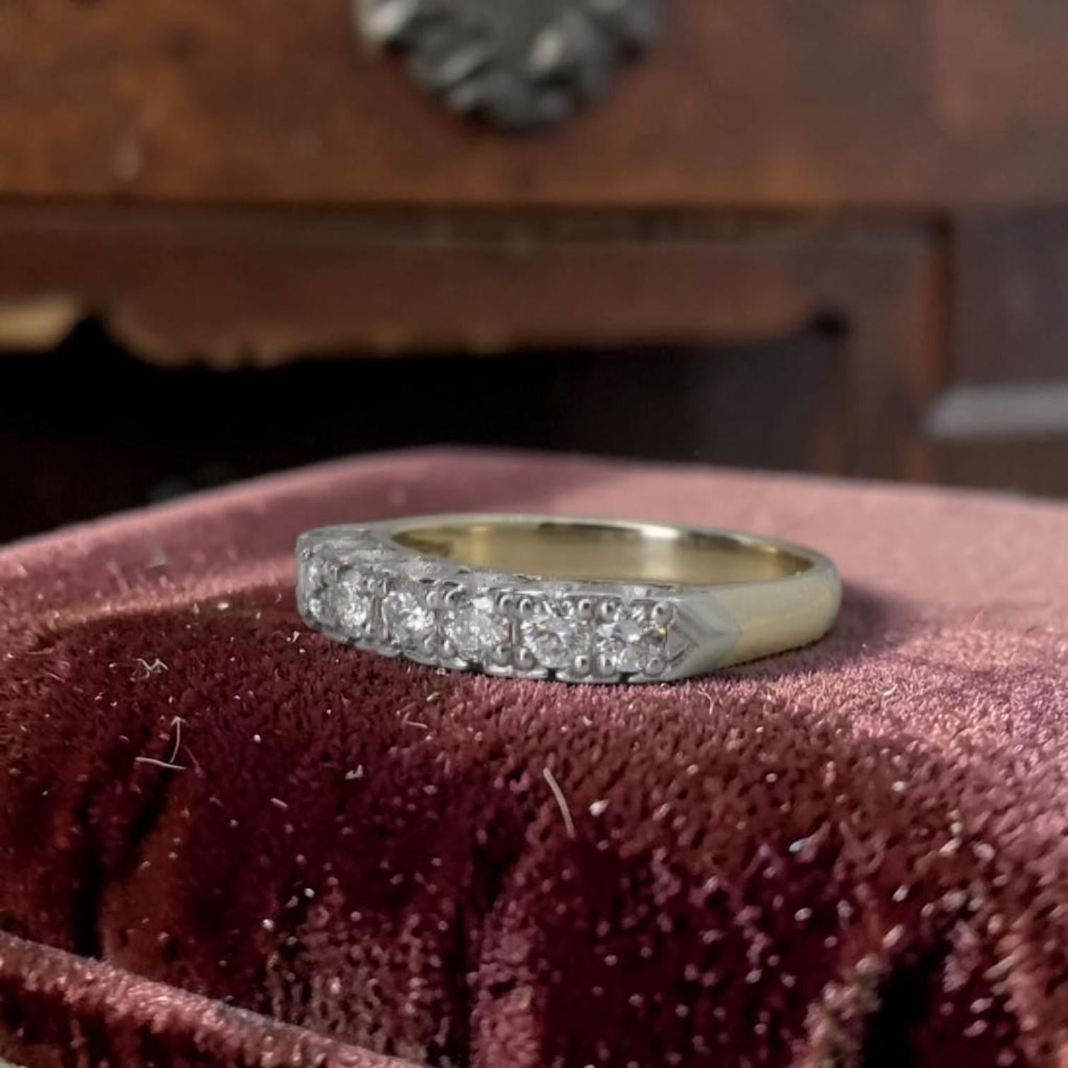 Mid Century Diamond Band Ring | 14K Yellow Gold | 0.42 cts Reclaimed Diamonds - Petra Star