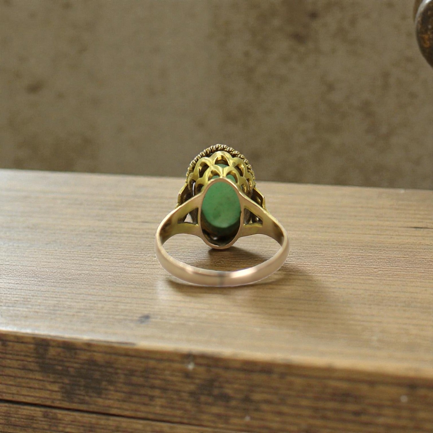 Mid Century Jade Ring in 14k Gold - Petra Star