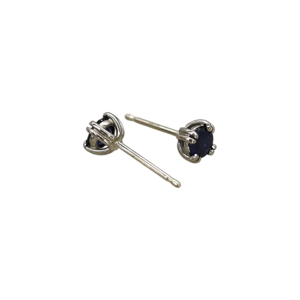 Midnight Sapphire Stud Earrings in 18k White Gold - Petra Star