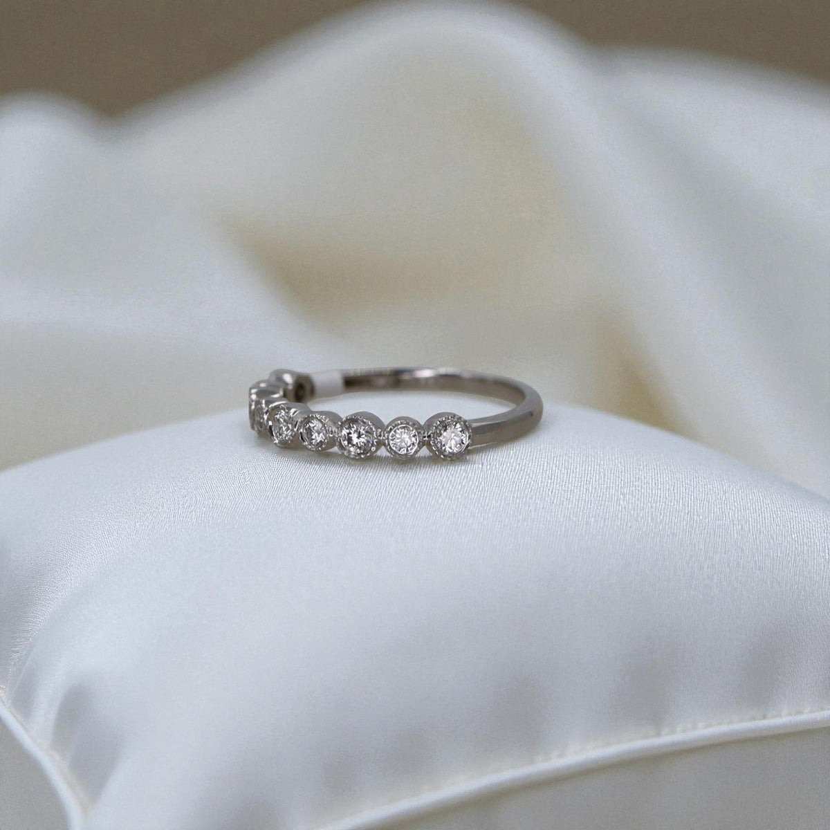 Milgrain Bezel Set Diamond Band - Petra Star