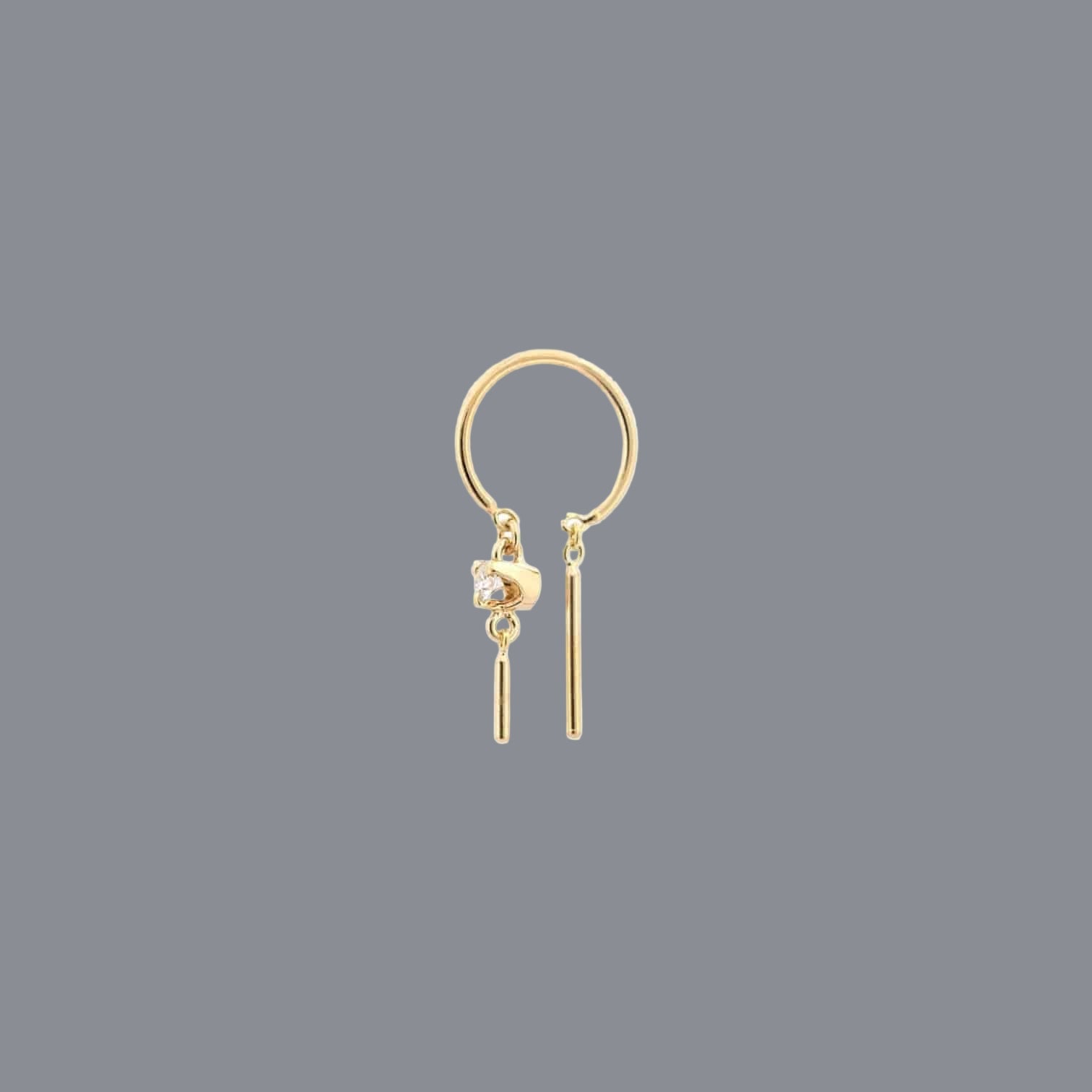 Mini Hoop Dangle Earrings in 14k Gold - Pick Your Gemstone - Petra Star