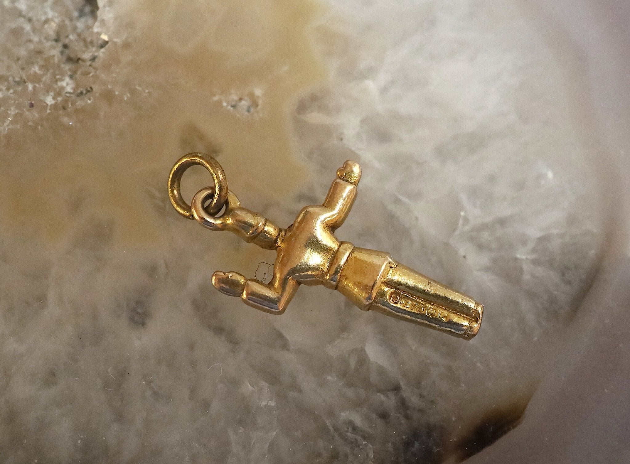 Mr Plod the Policeman, Directing Traffic Charm Hallmarked 1950s 9k Solid Gold - Petra Star