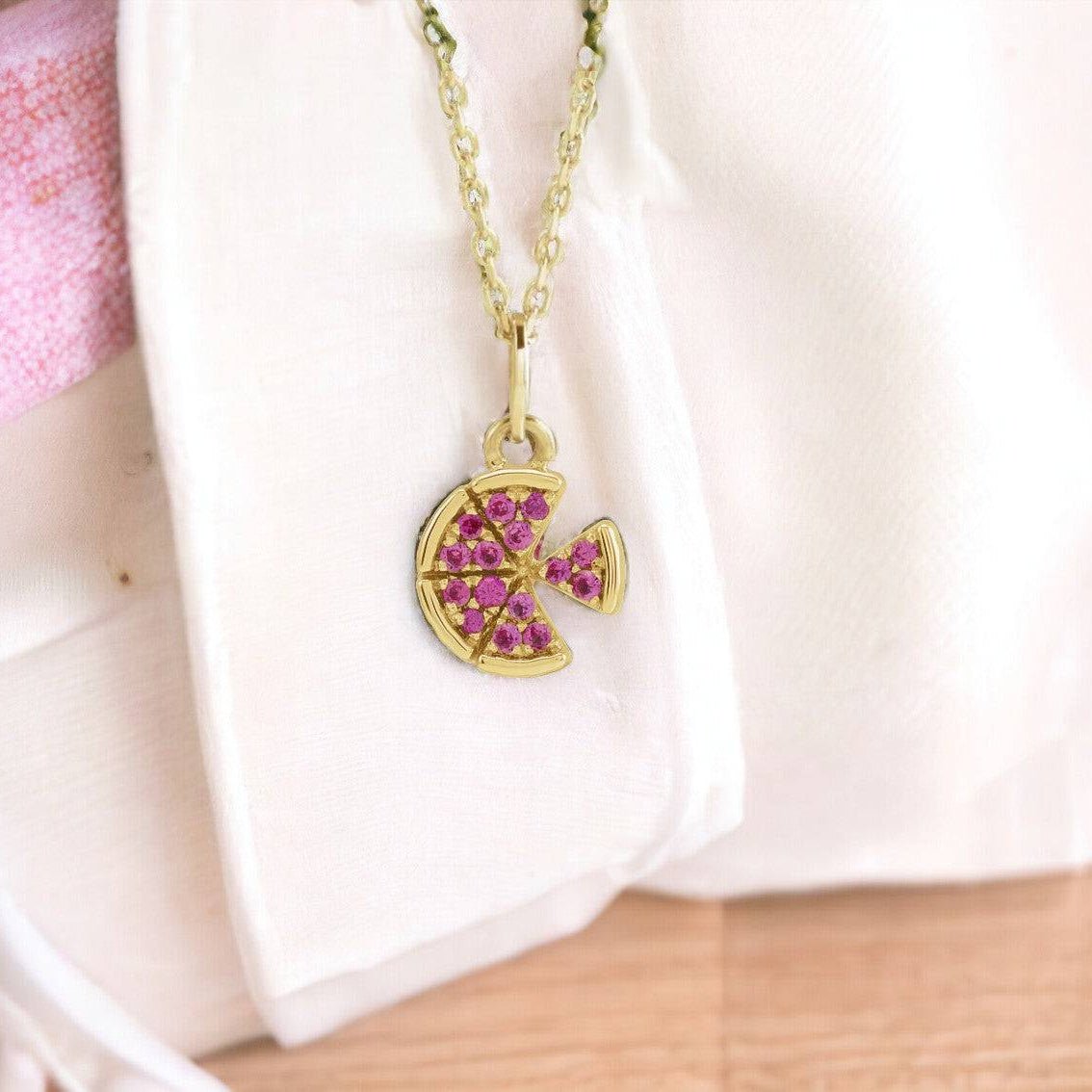 Mystic Pizza by the Slice 14k Gold with Rubies - Petra Star