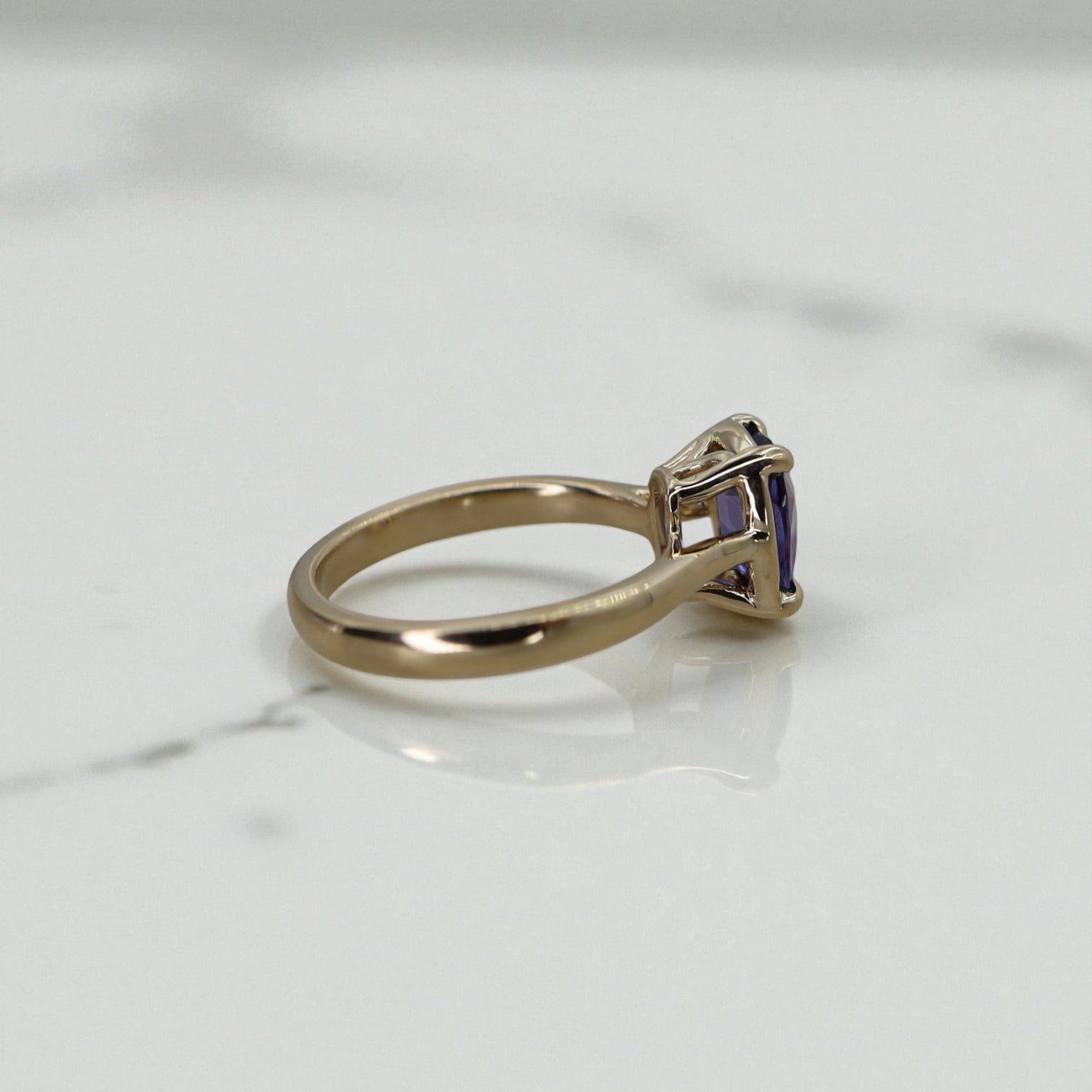 Natural Color-Change Cushion-Cut Sapphire Ring (No-Heat) - Petra Star