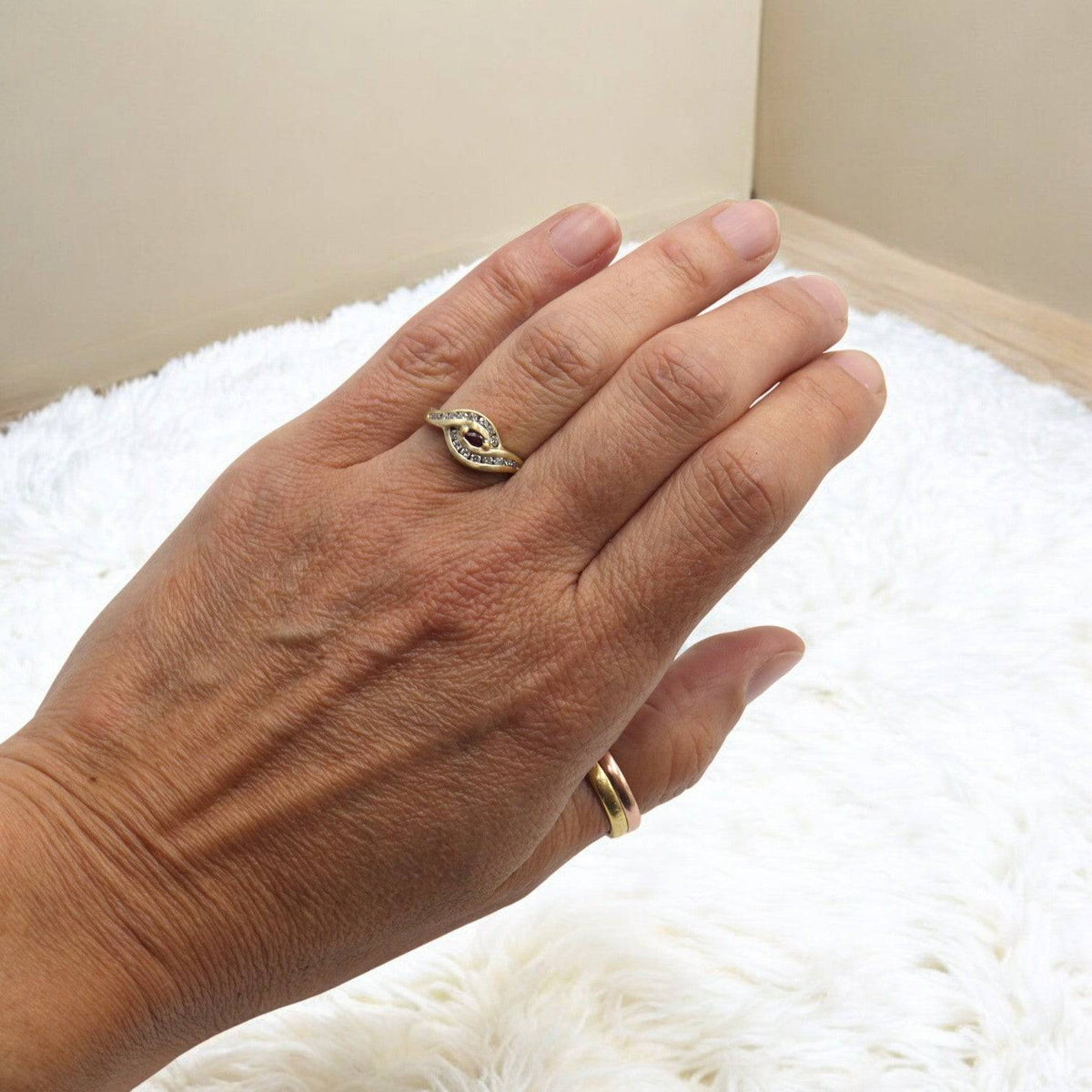 Nostalgic Wave Ruby Diamond Ring - Petra Star