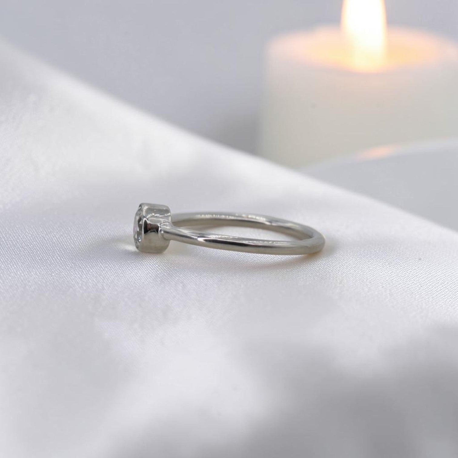 Old European Cut Diamond Bezel Ring | 0.44ct H/I VS Platinum | Circa 1900 Rescued Diamond - Petra Star