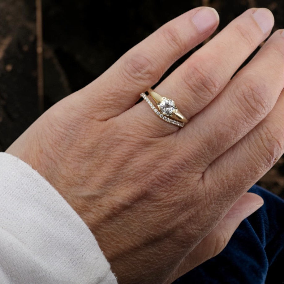 Victorian Belcher Engagement Ring — 14K Gold, 0.55ct Antique Old Mine Cut Diamond, Made to Order | Petra Star Bridal