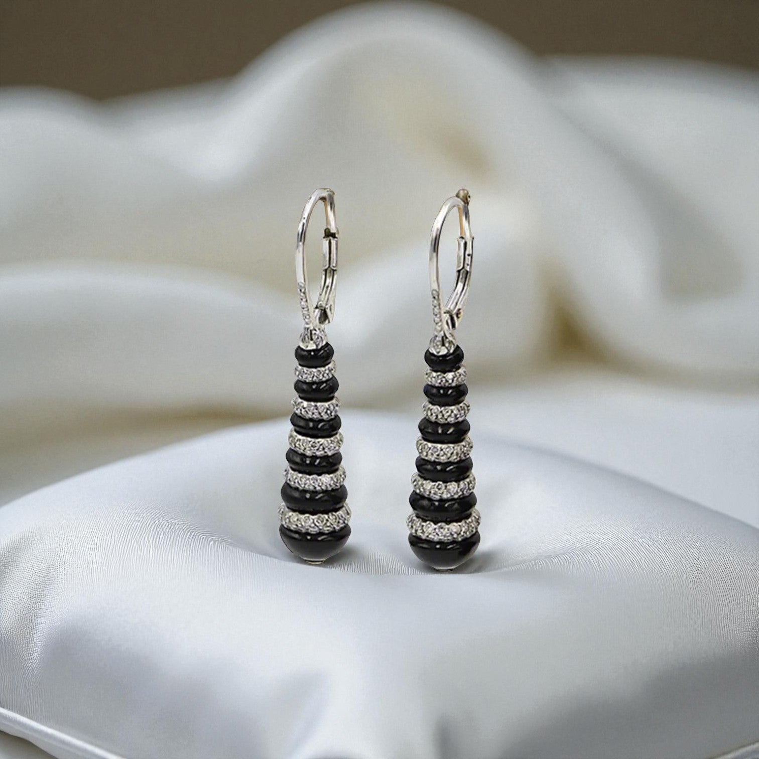 Onyx & Diamond Black & White Earrings - Petra Star